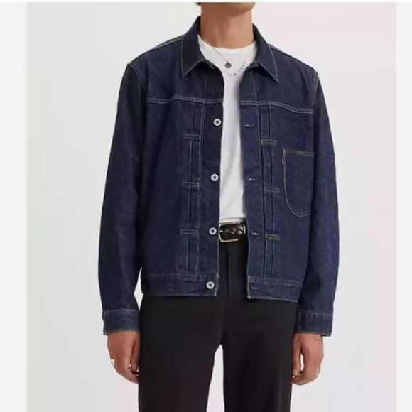 Levi's Premium Size L Type I Denim Jacket Selvedge Trucker Men's Dark Wash New - Picture 10 of 14